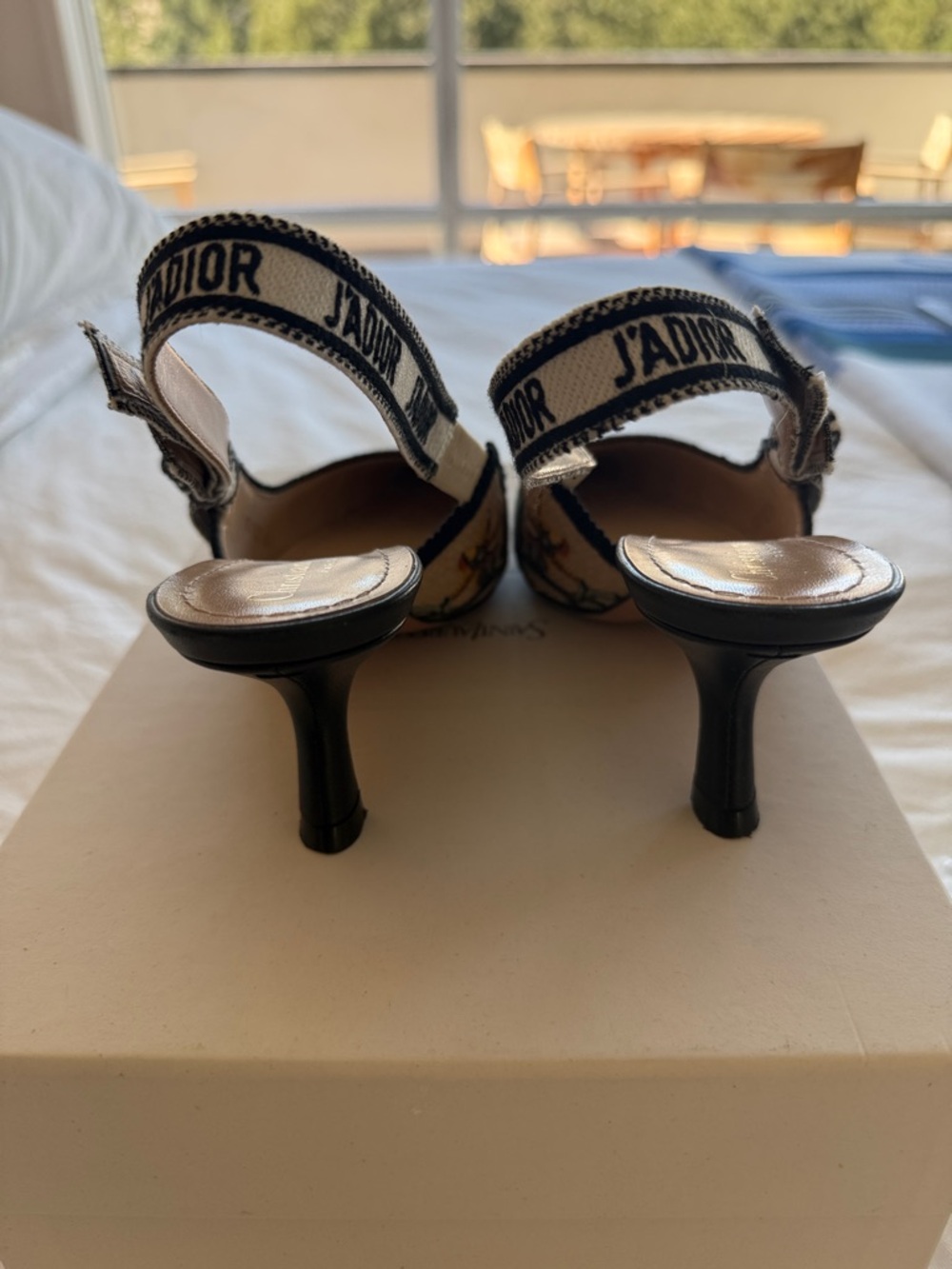 Dior Embroidered Floral Slingback Pumps in Beige, Pink and Green - Picture 6 of 11